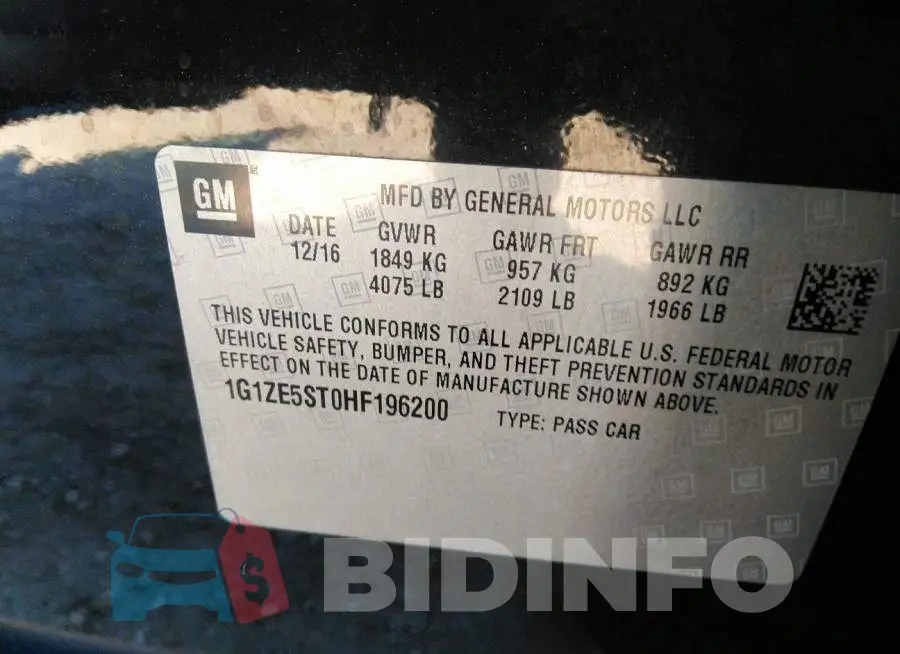 1G1ZE5ST0HF196200 Photo# 9