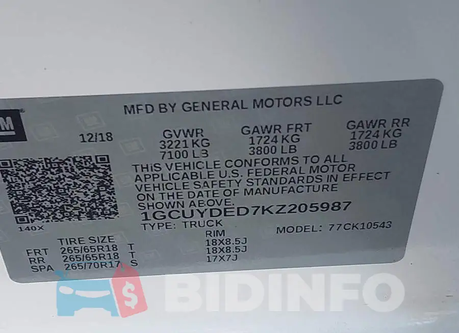 1GCUYDED7KZ205987 Photo# 9