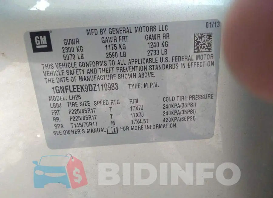 1GNFLEEK9DZ110983 Photo# 9