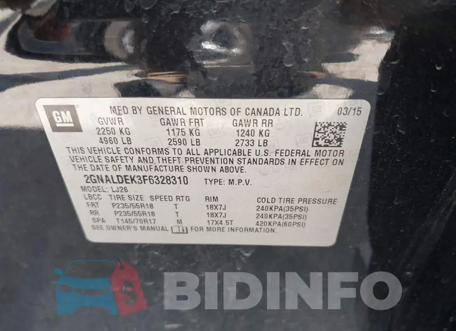 2GNALDEK3F6328310 Photo# 9