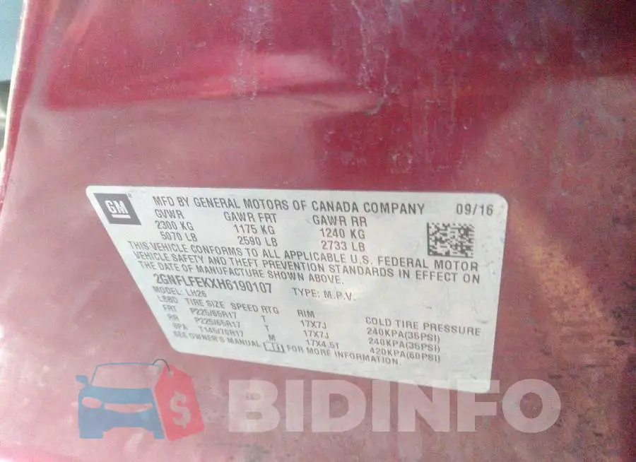 2GNFLFEKXH6190107 Photo# 9