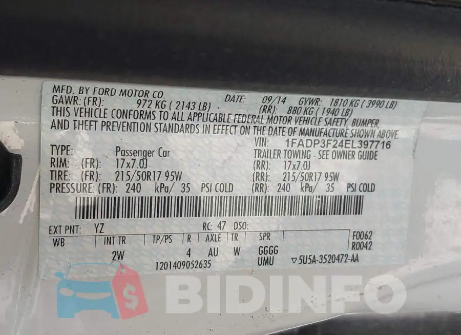 1FADP3F24EL397716 Photo# 9