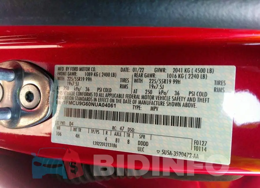 1FMCU9G60NUA04061 Photo# 9