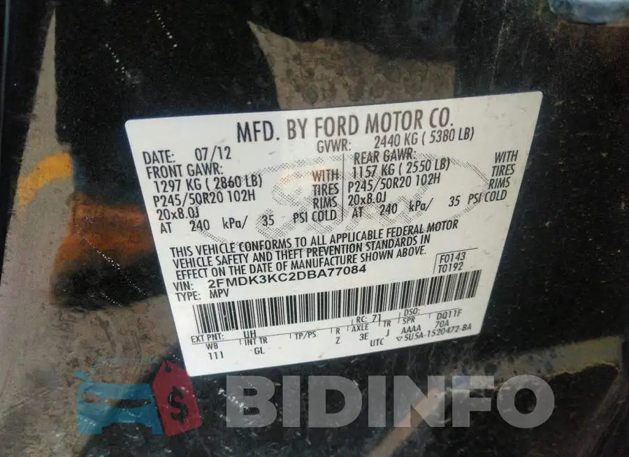2FMDK3KC2DBA77084 Photo# 9