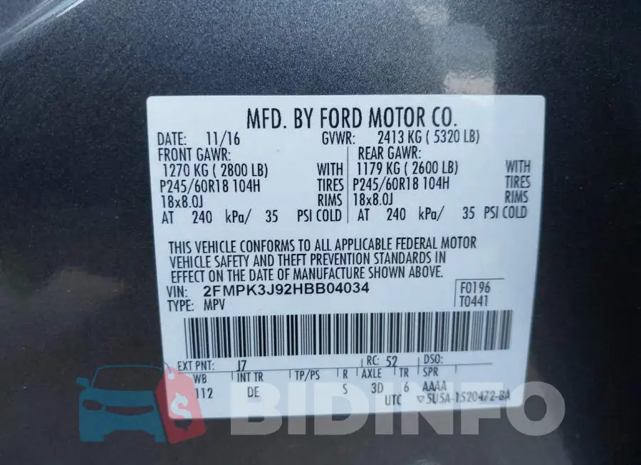 2FMPK3J92HBB04034 Photo# 9