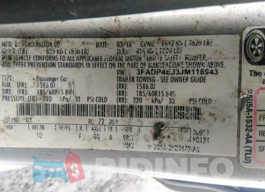 3FADP4EJ3JM118943 Photo# 9