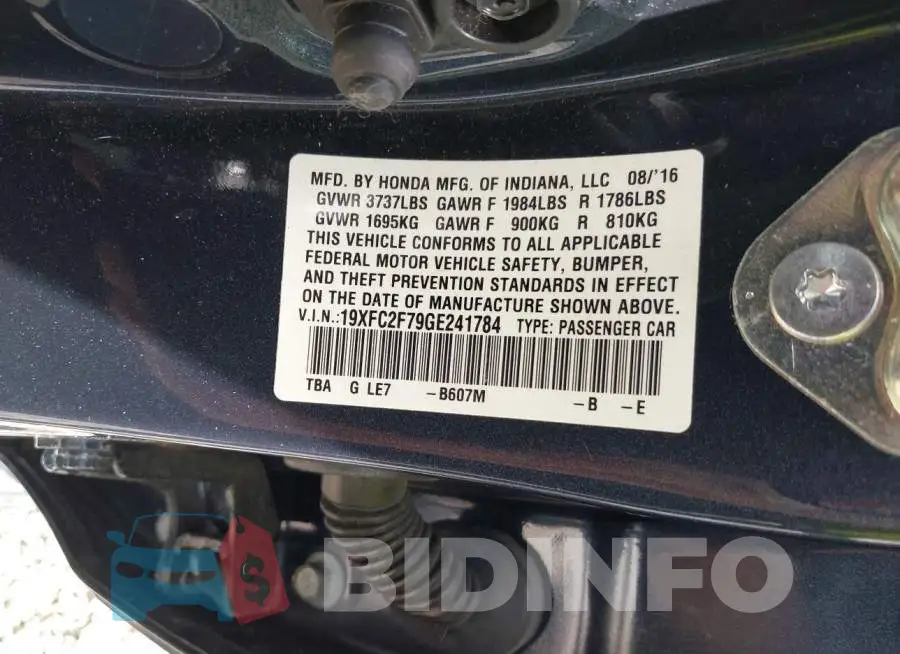 19XFC2F79GE241784 Photo# 9