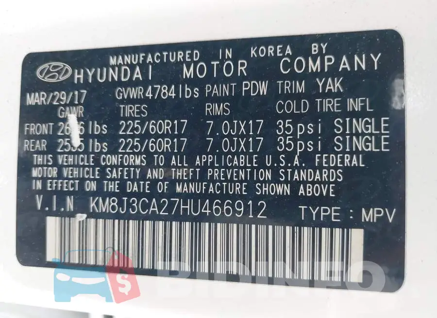 KM8J3CA27HU466912 Photo# 9