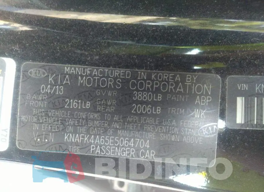 KNAFK4A65E5064704 Photo# 9