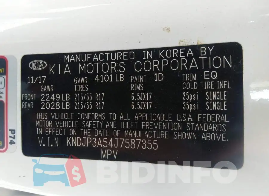 KNDJP3A54J7587355 Photo# 9