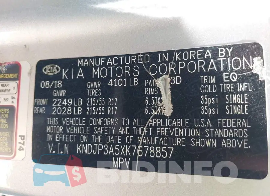 KNDJP3A5XK7678857 Photo# 9