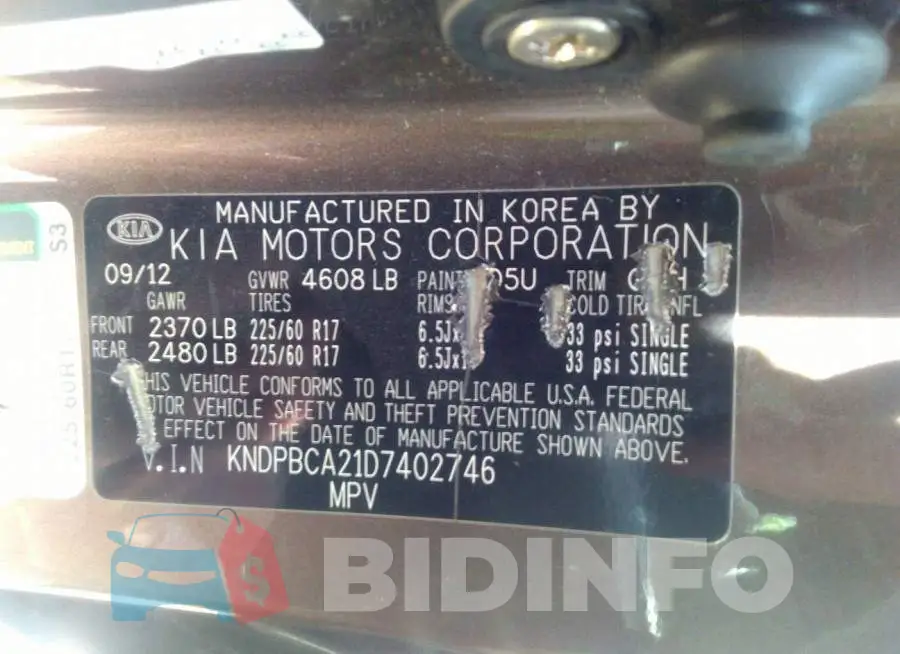 KNDPBCA21D7402746 Photo# 9