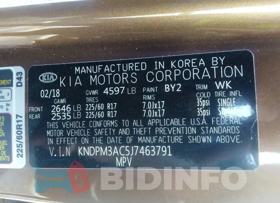 KNDPM3AC5J7463791 Photo# 9