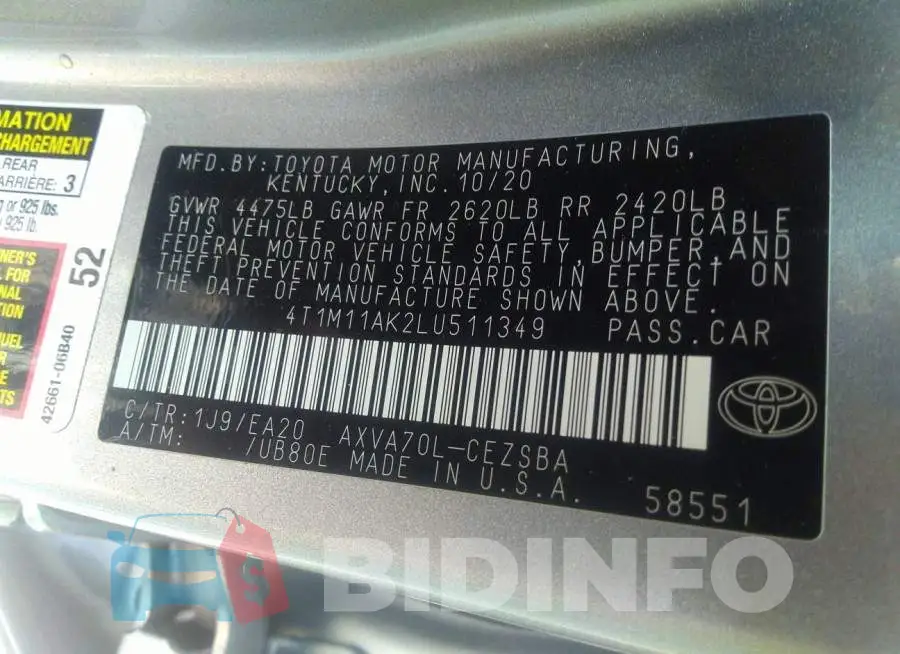 4T1M11AK2LU511349 Photo# 9
