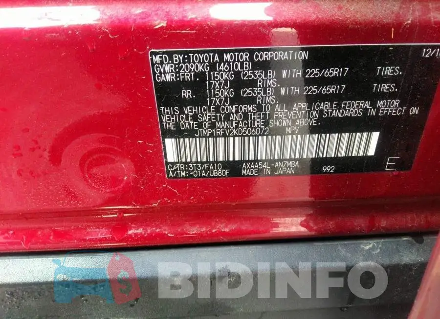 JTMP1RFV2KD506072 Photo# 9