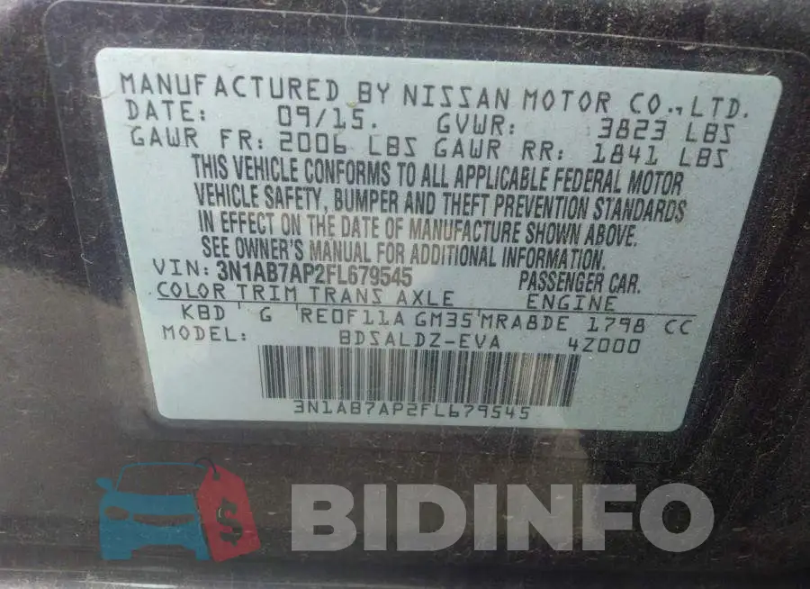 3N1AB7AP2FL679545 Photo# 9
