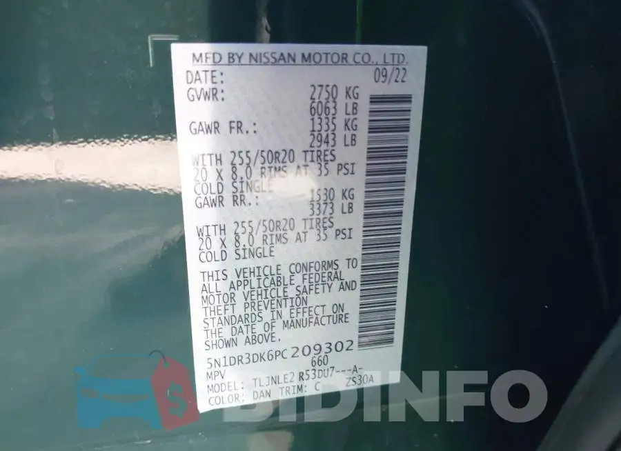 5N1DR3DK6PC209302 Photo# 9