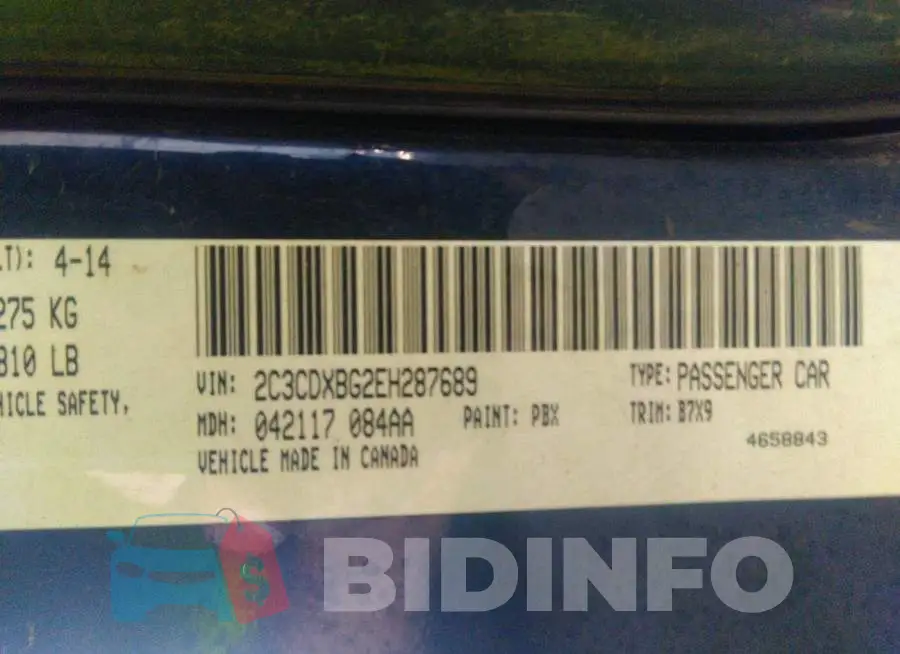 2C3CDXBG2EH287689 Photo# 9