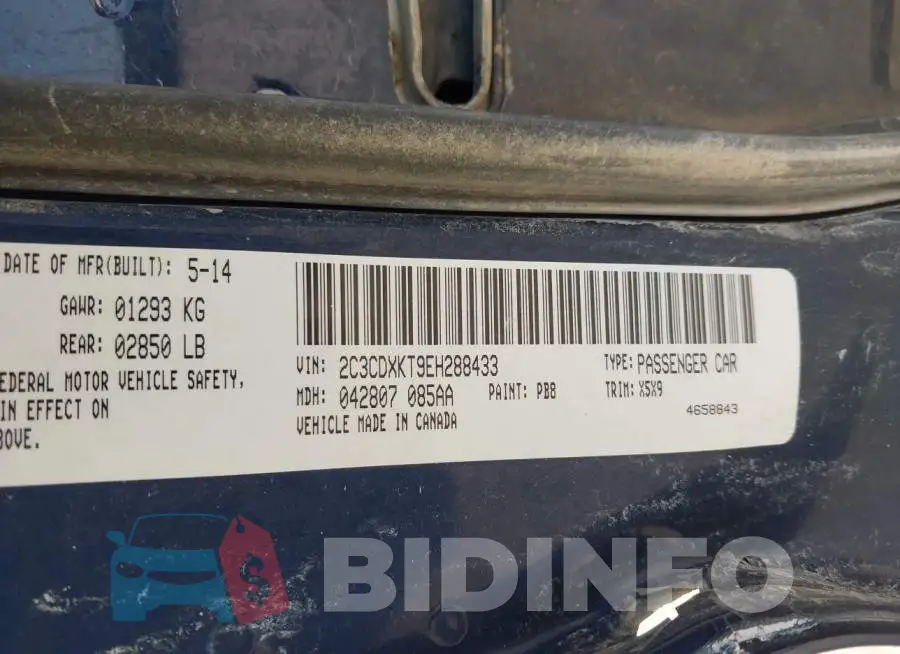 2C3CDXKT9EH288433 Photo# 9