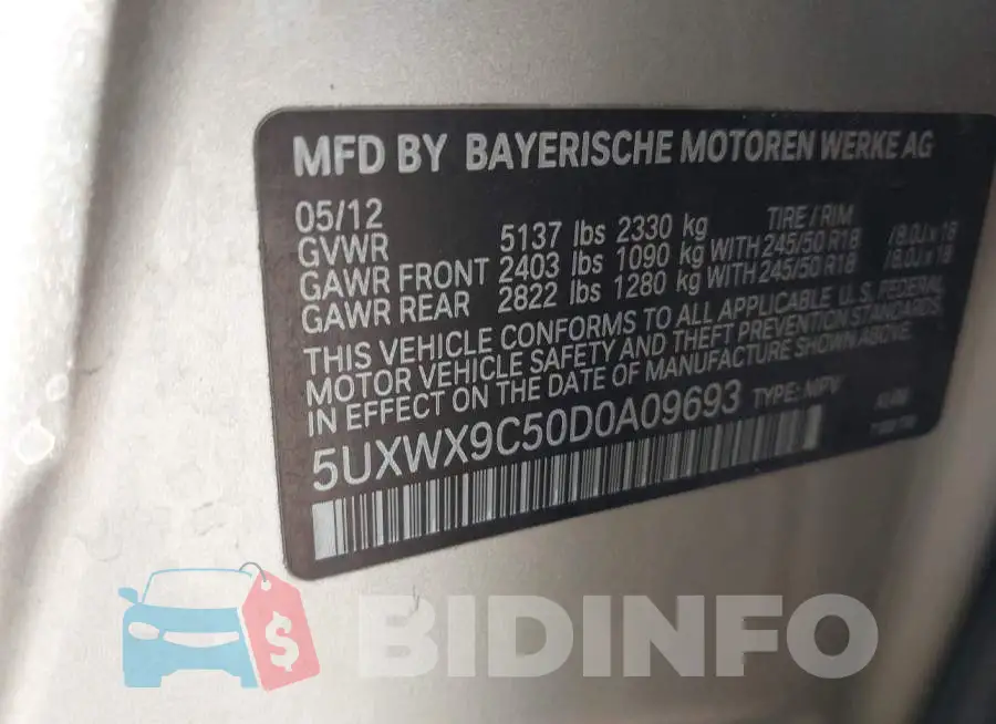 5UXWX9C50D0A09693 Photo# 9