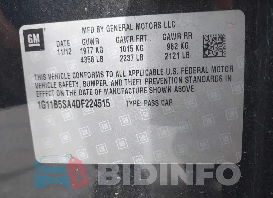 1G11B5SA4DF224515 Photo# 9