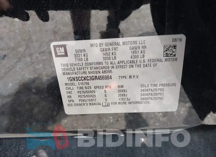 1GNSCCKC3GR456984 Photo# 9