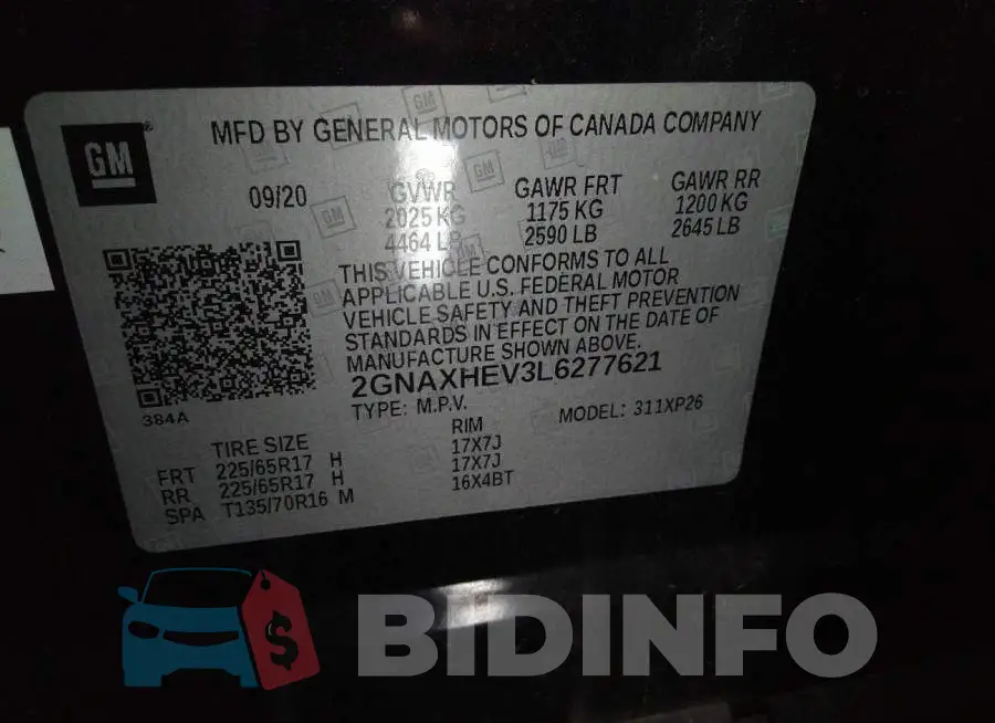 2GNAXHEV3L6277621 Photo# 9