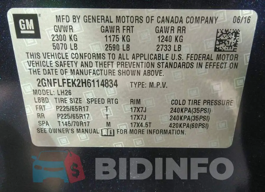2GNFLFEK2H6114834 Photo# 9