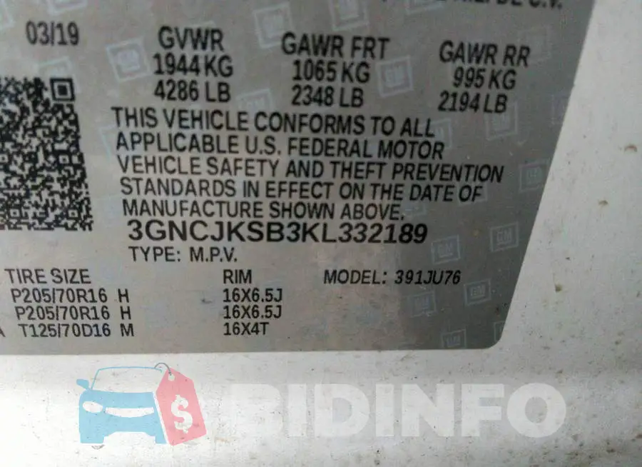 3GNCJKSB3KL332189 Photo# 9