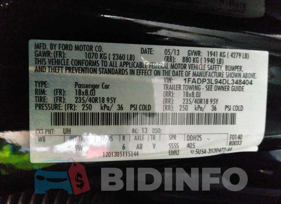 1FADP3L94DL348404 Photo# 9