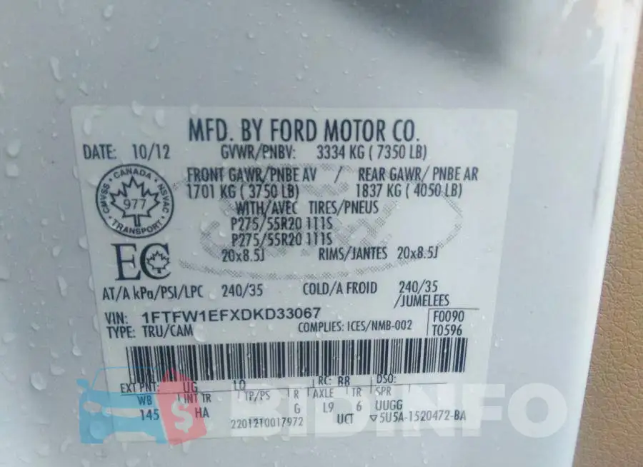1FTFW1EFXDKD33067 Photo# 9