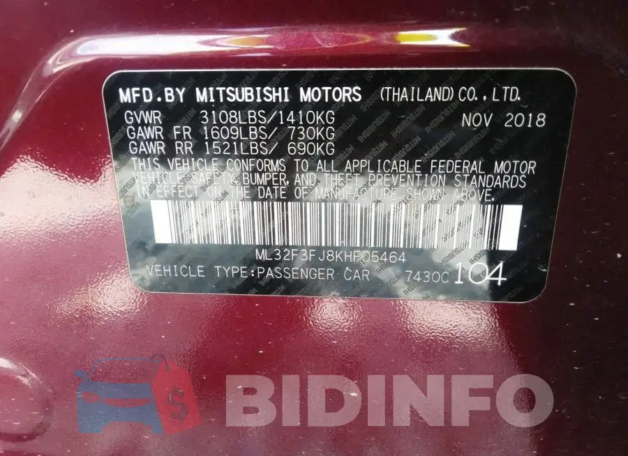 ML32F3FJ8KHF05464 Photo# 9