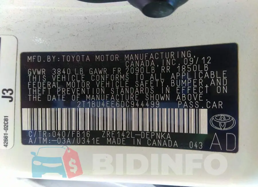 2T1BU4EE6DC944499 Photo# 9