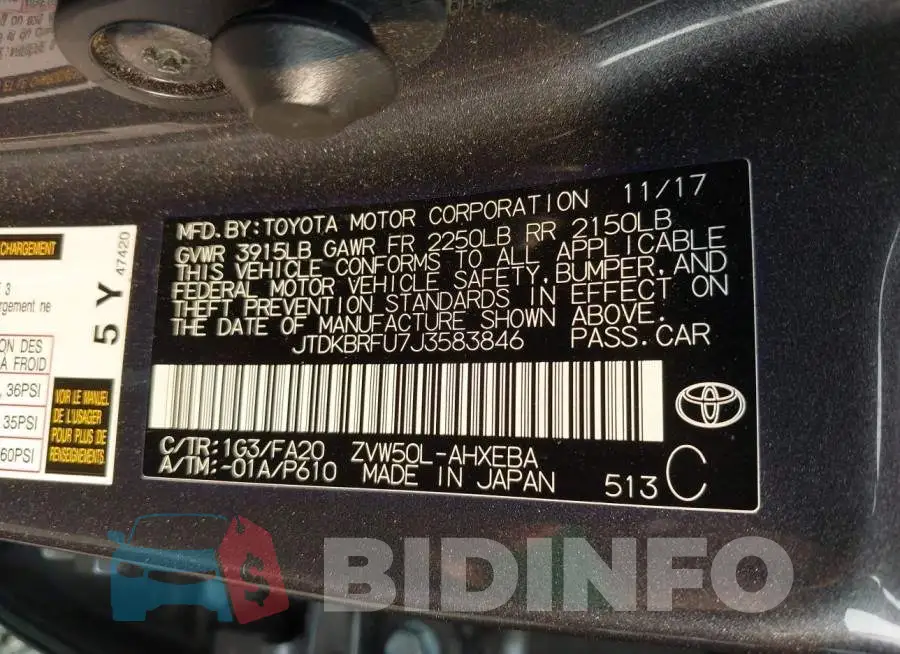 JTDKBRFU7J3583846 Photo# 9