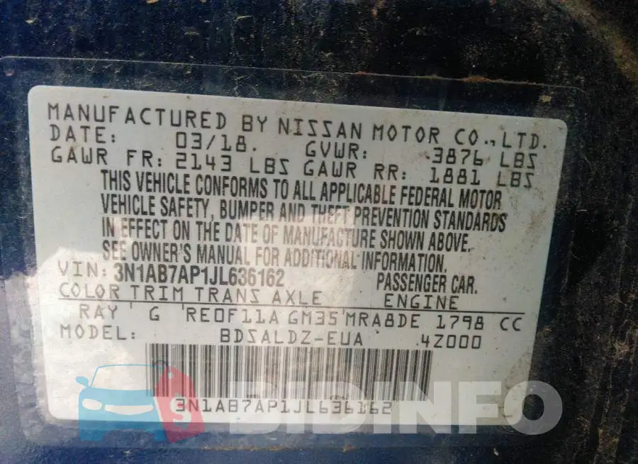 3N1AB7AP1JL636162 Photo# 9