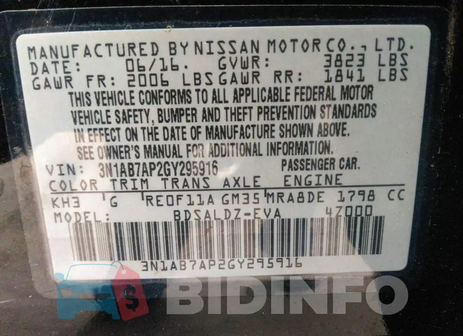 3N1AB7AP2GY295916 Photo# 9