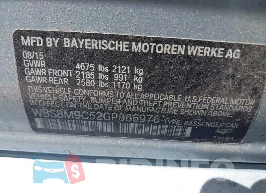WBS8M9C52GP966976 Photo# 9