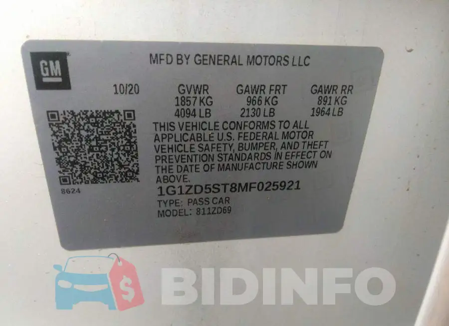 1G1ZD5ST8MF025921 Photo# 9