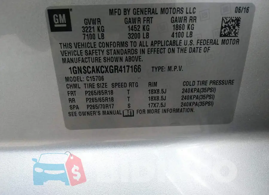 1GNSCAKCXGR417166 Photo# 9