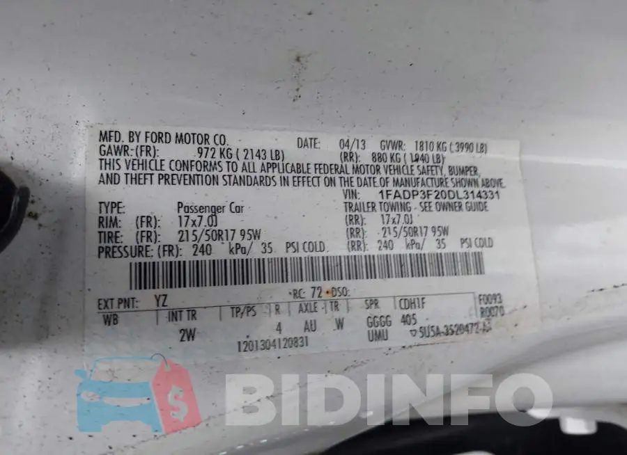 1FADP3F20DL314331 Photo# 9