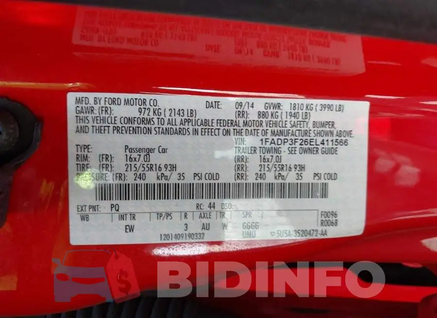 1FADP3F26EL411566 Photo# 9