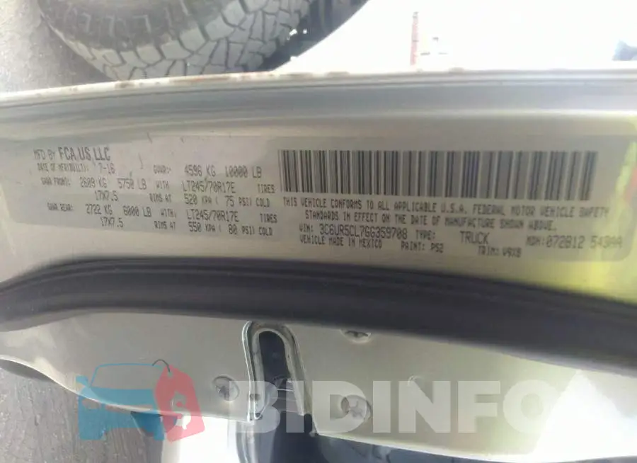3C6UR5CL7GG359708 Photo# 9