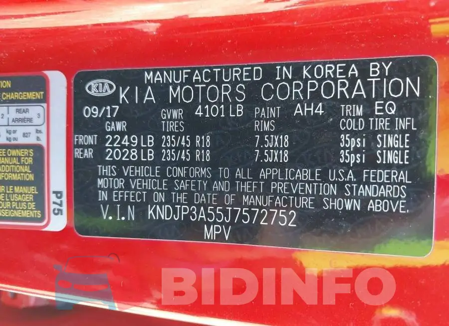 KNDJP3A55J7572752 Photo# 9