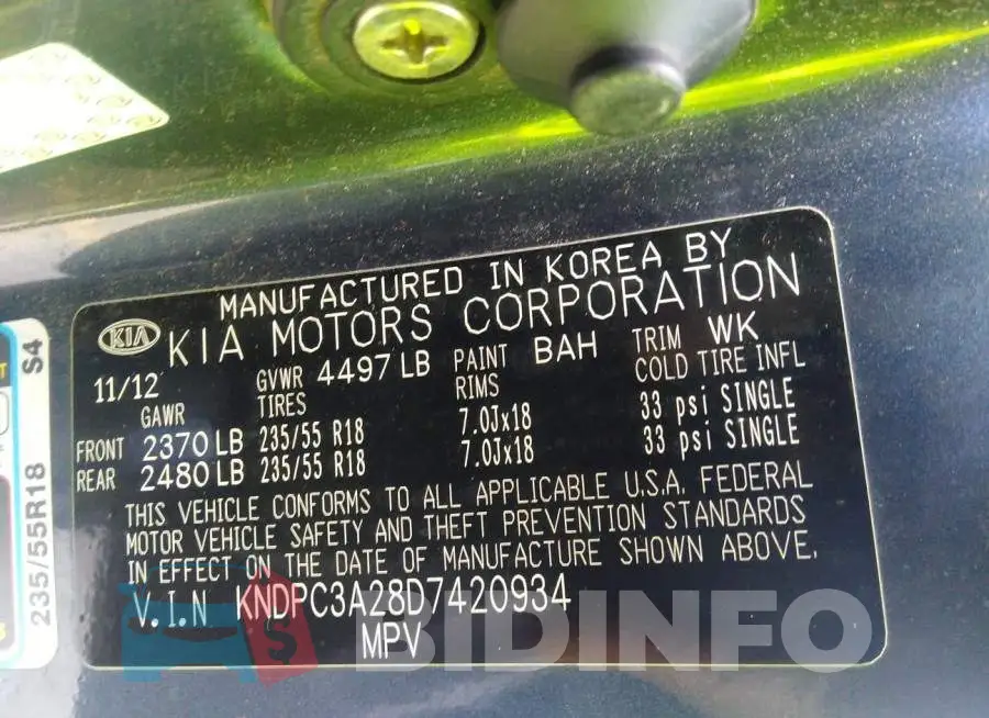 KNDPC3A28D7420934 Photo# 9