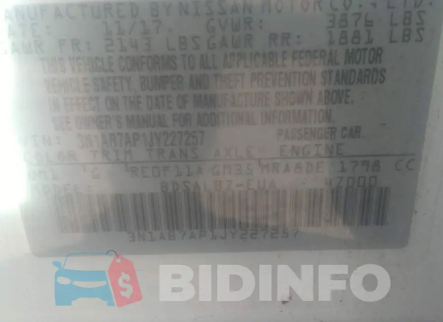 3N1AB7AP1JY227257 Photo# 9