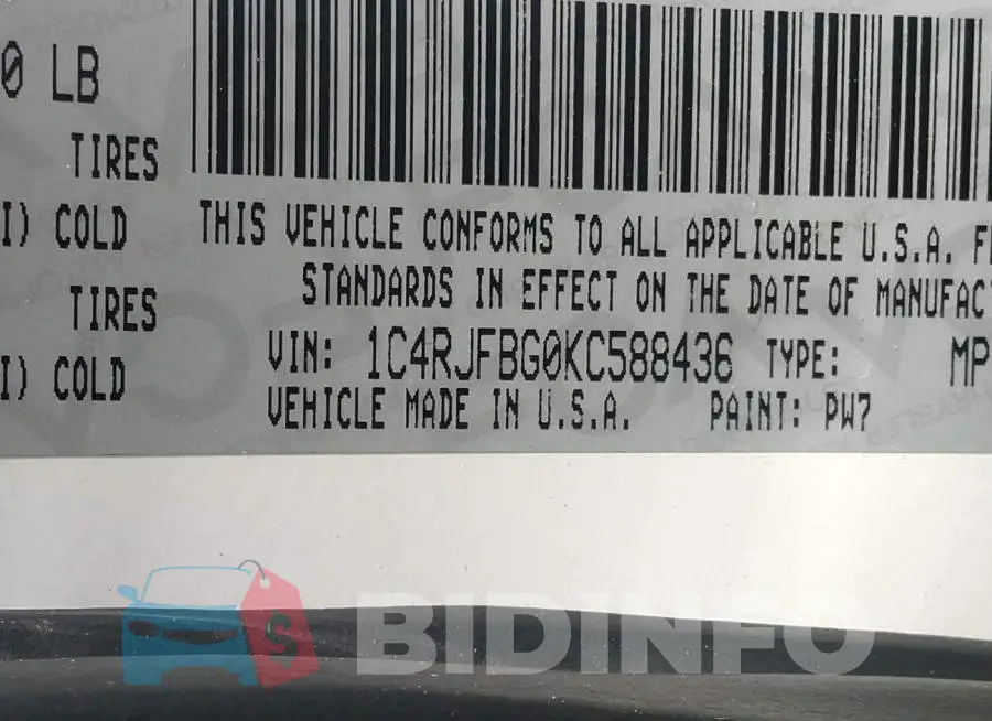 1C4RJFBG0KC588436 Photo# 9
