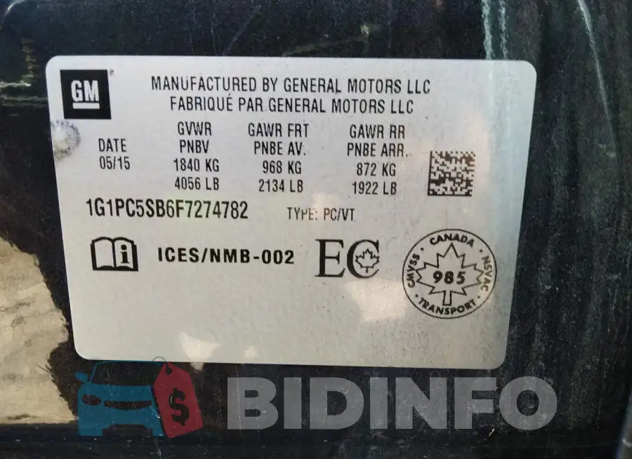 1G1PC5SB6F7274782 Photo# 9