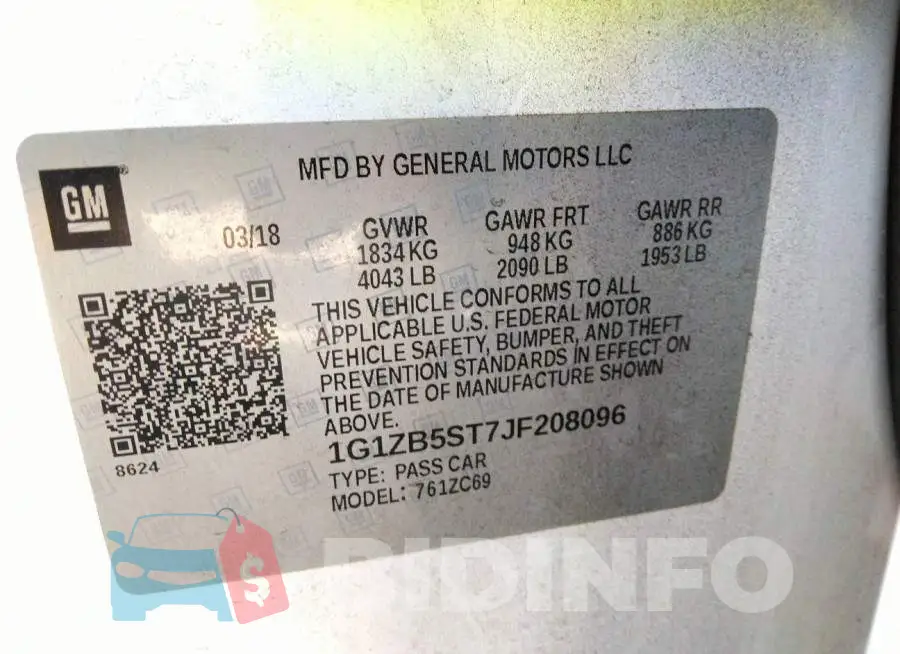 1G1ZB5ST7JF208096 Photo# 9