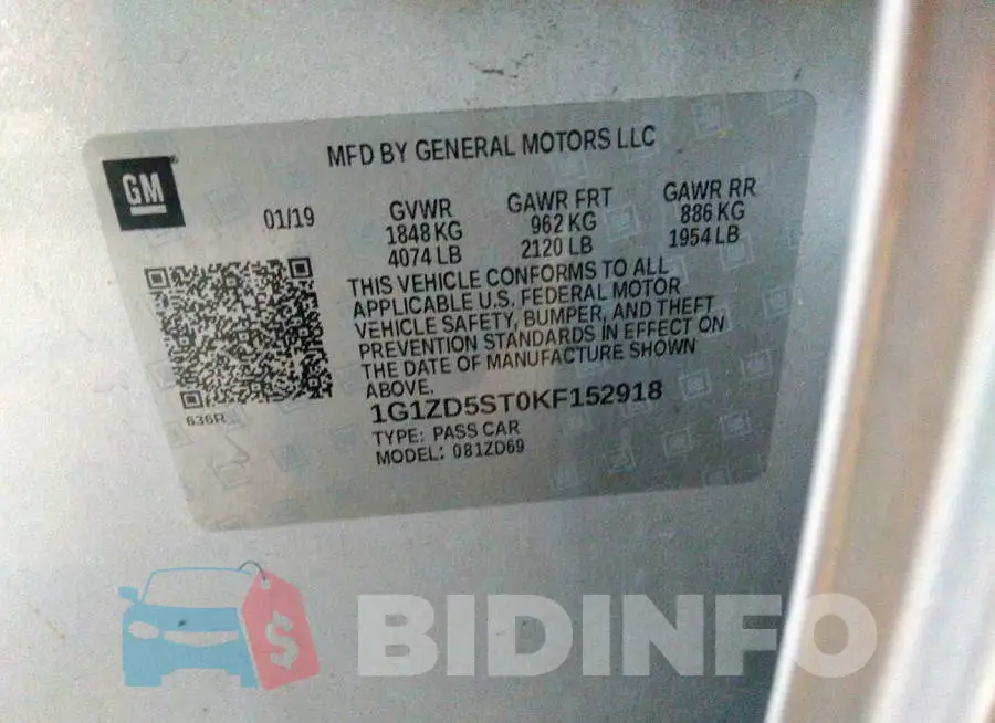 1G1ZD5ST0KF152918 Photo# 9