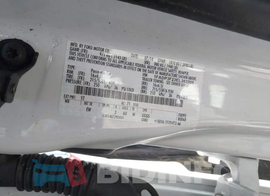 1FADP3F23EL382205 Photo# 9